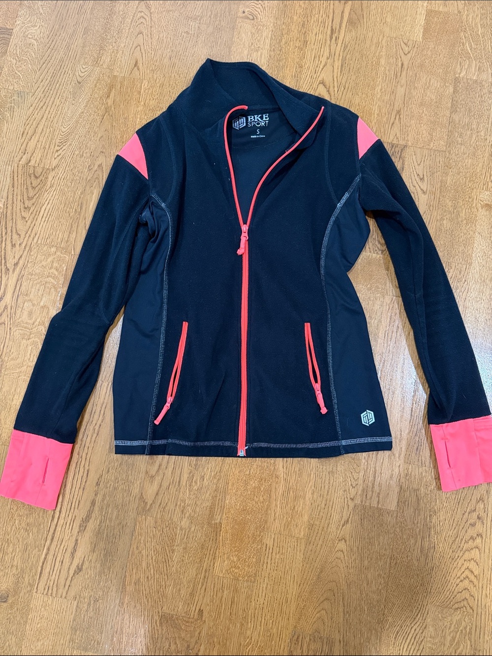BKE Black Utility Jacket with Coral Accents